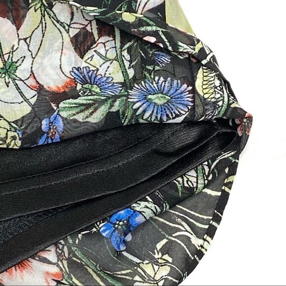 Kate Kasin black floral long sleeve chiffon dress size S - Picture 10 of 14